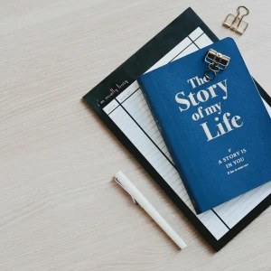 Blue Wooden Table Book