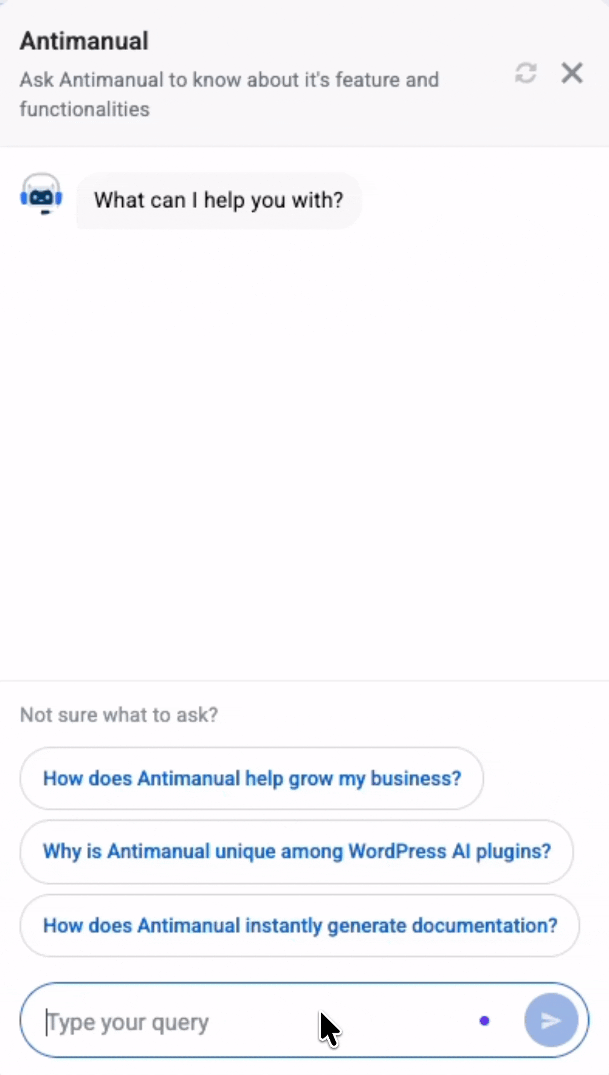 Antimanual AI chatbot in action