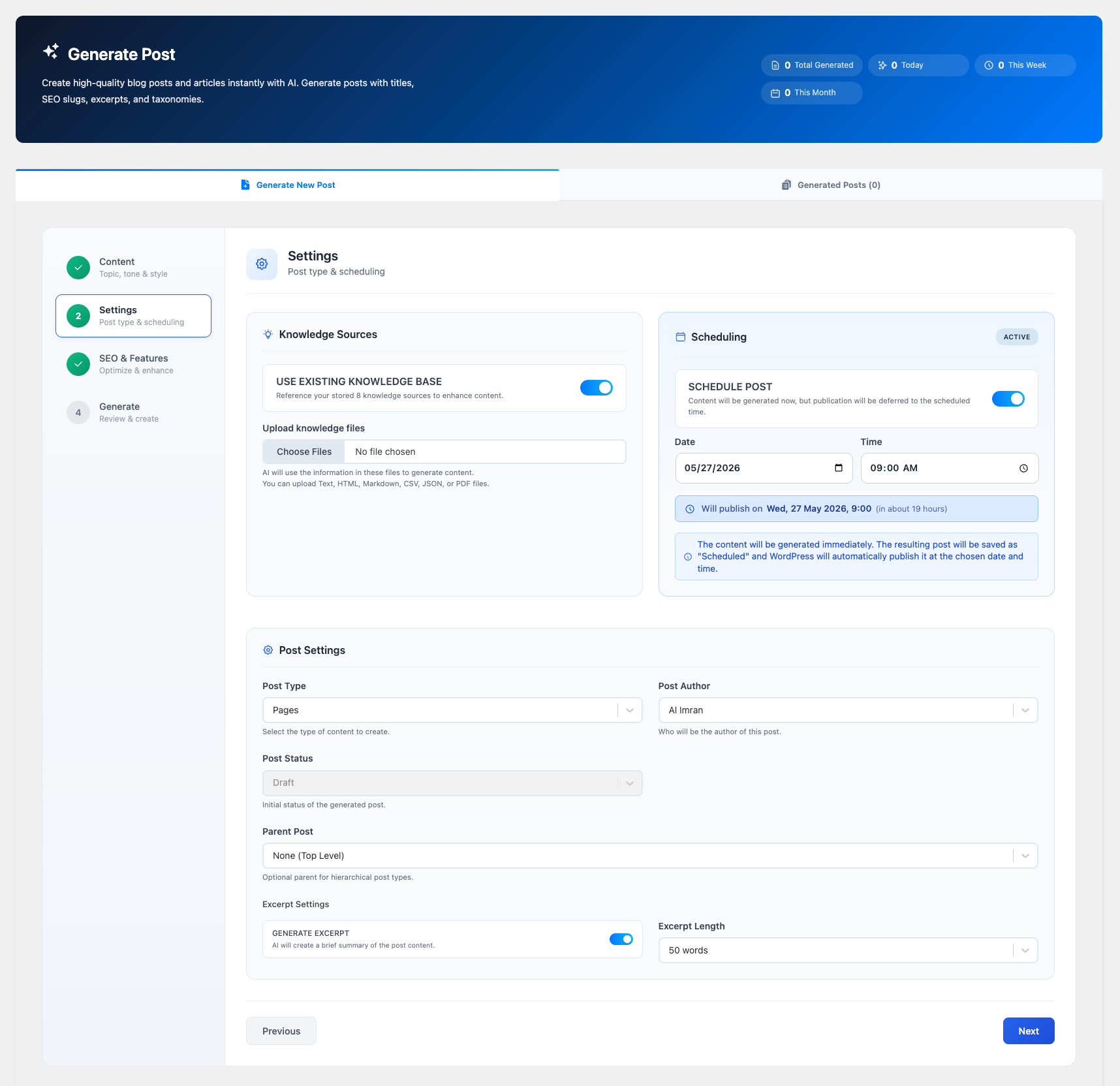 Antimanual AI writing tools admin panel