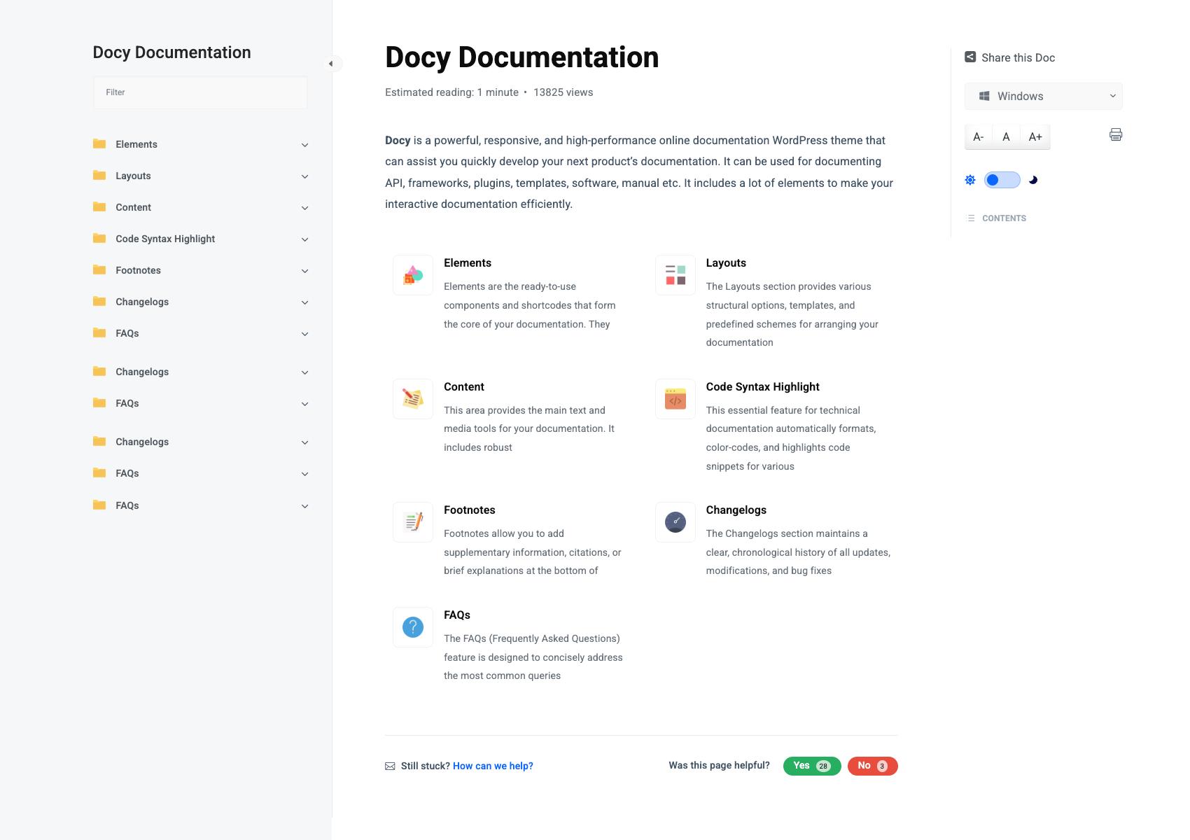 Docy documentation article - Light Mode