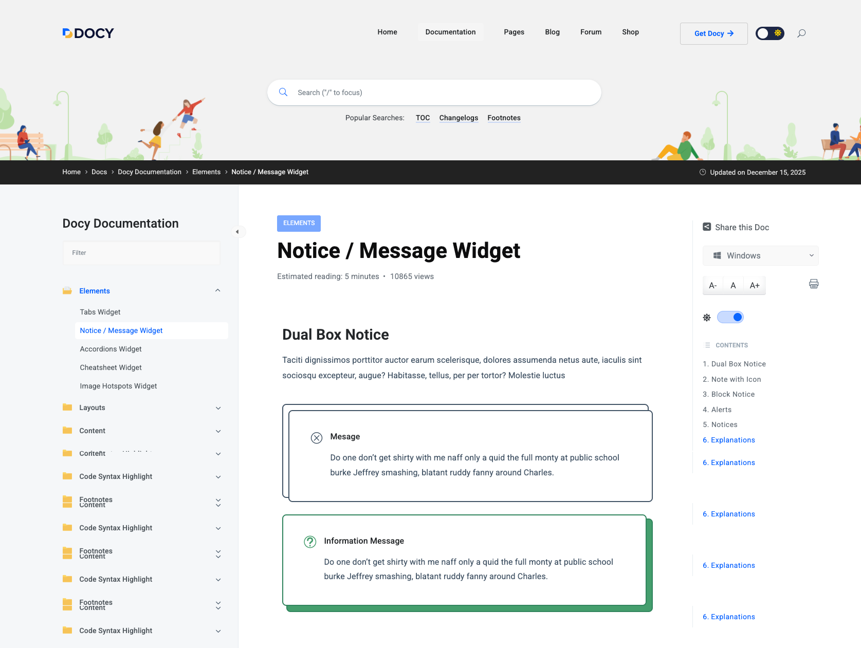 EazyDocs knowledge base frontend - category grid with sticky sidebar