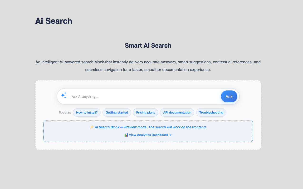 EazyDocs with Antimanual AI search showing semantic results