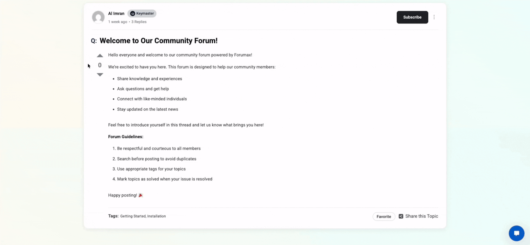 Forumax community forum archive page