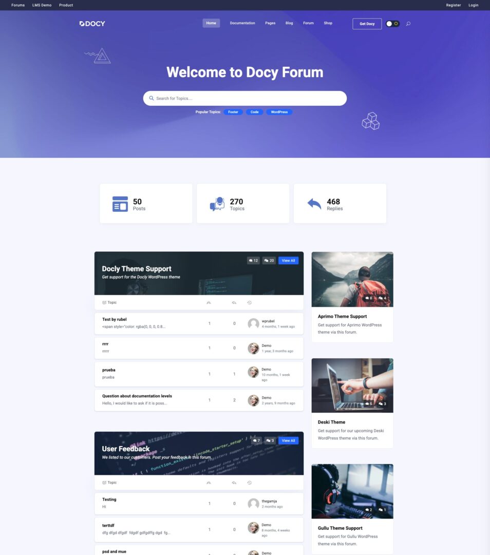 Support Forum demo