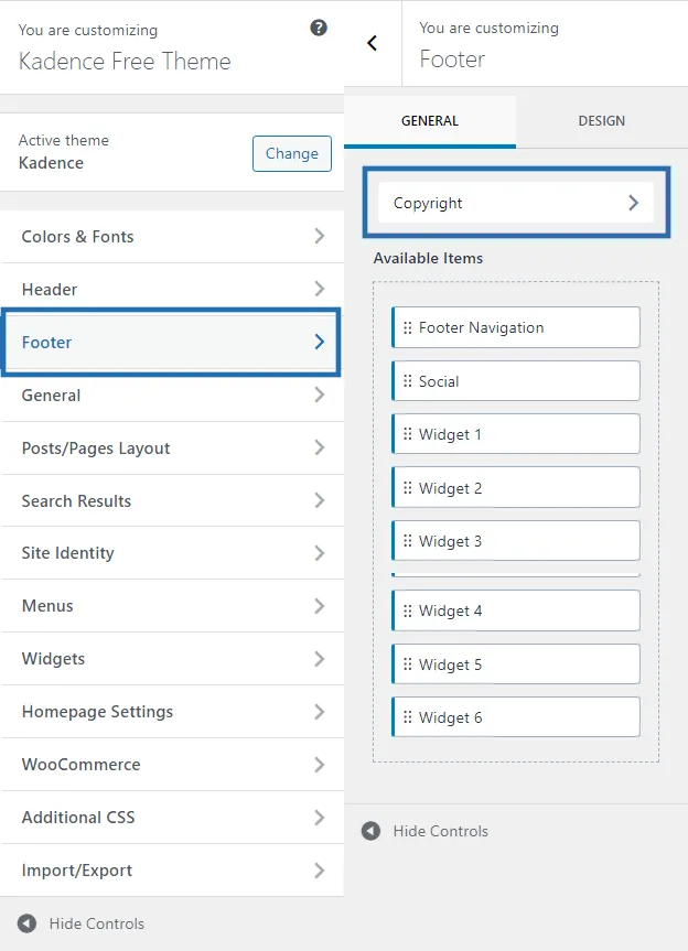 kadence customizer 1